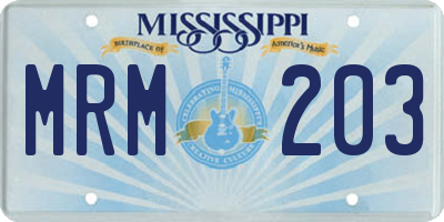 MS license plate MRM203