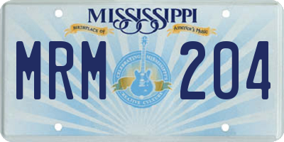 MS license plate MRM204