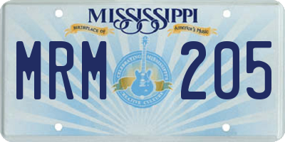 MS license plate MRM205