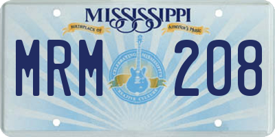 MS license plate MRM208