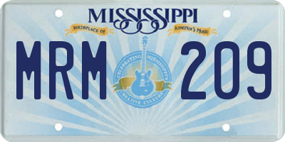MS license plate MRM209