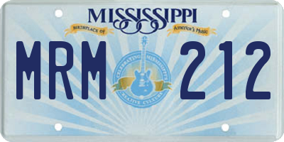 MS license plate MRM212