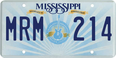 MS license plate MRM214