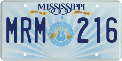 MS license plate MRM216