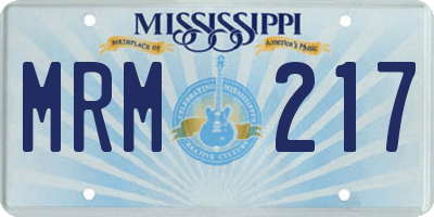 MS license plate MRM217