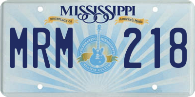 MS license plate MRM218