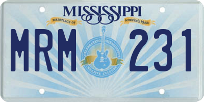 MS license plate MRM231