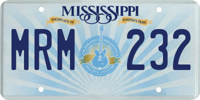 MS license plate MRM232