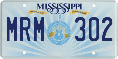 MS license plate MRM302