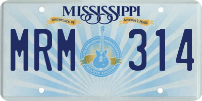 MS license plate MRM314