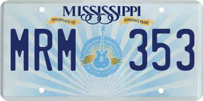 MS license plate MRM353