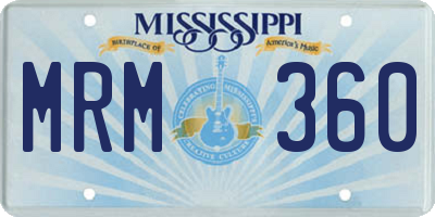 MS license plate MRM360