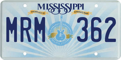 MS license plate MRM362