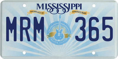MS license plate MRM365