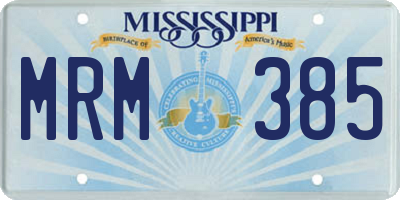 MS license plate MRM385