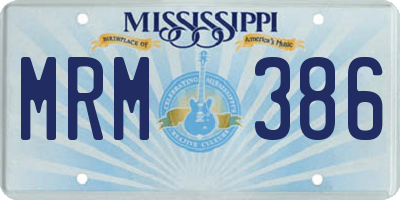 MS license plate MRM386