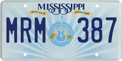 MS license plate MRM387