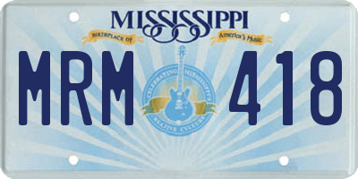 MS license plate MRM418