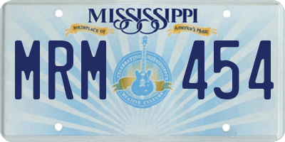 MS license plate MRM454