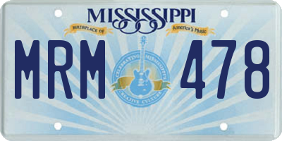 MS license plate MRM478