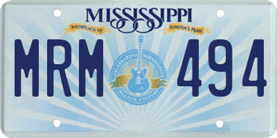 MS license plate MRM494