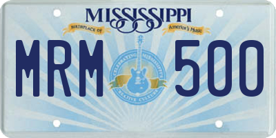 MS license plate MRM500