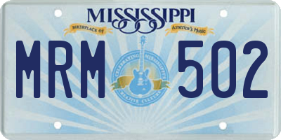 MS license plate MRM502