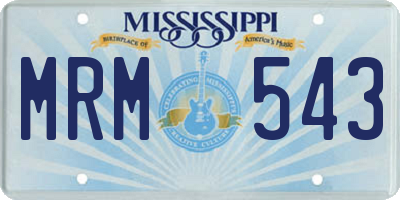 MS license plate MRM543