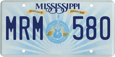 MS license plate MRM580