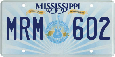 MS license plate MRM602