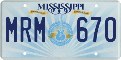 MS license plate MRM670