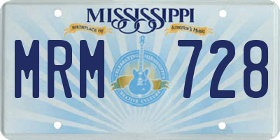 MS license plate MRM728