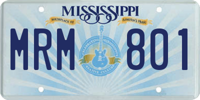 MS license plate MRM801