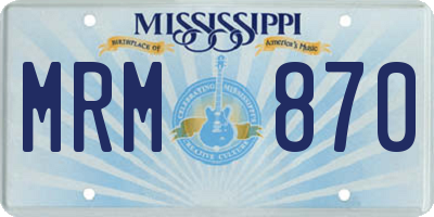MS license plate MRM870