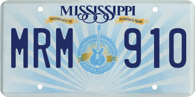MS license plate MRM910