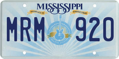 MS license plate MRM920