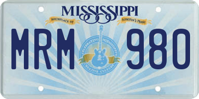 MS license plate MRM980
