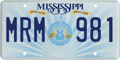 MS license plate MRM981