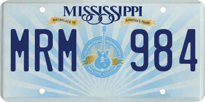 MS license plate MRM984