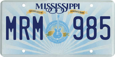MS license plate MRM985