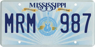 MS license plate MRM987