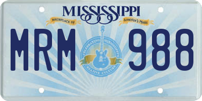 MS license plate MRM988