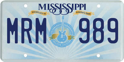 MS license plate MRM989