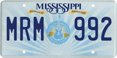 MS license plate MRM992