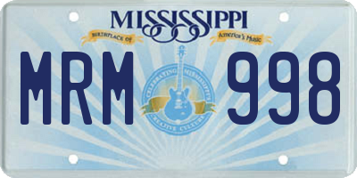 MS license plate MRM998