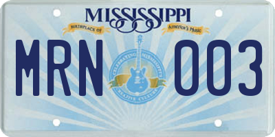 MS license plate MRN003
