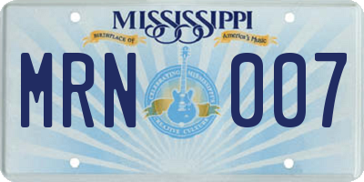 MS license plate MRN007