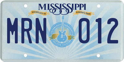 MS license plate MRN012