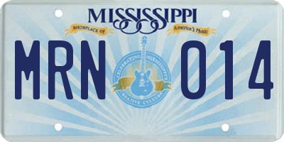MS license plate MRN014