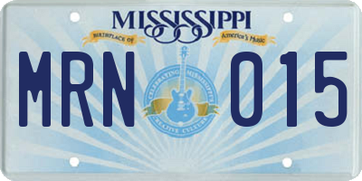 MS license plate MRN015
